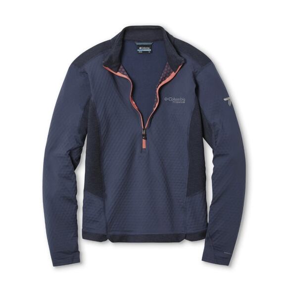 COLUMBIA Titan Pass Helix 1/4 Zip Technical Pullover Blue Black Women's LARGE - Picture 3 of 11